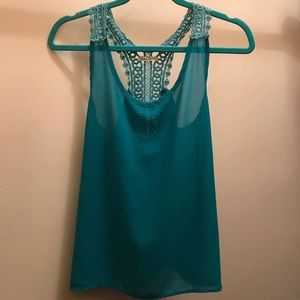 SOLD✌🏼
See Through Turquoise Lace Back Tank Top